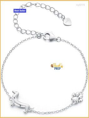 925 Sterling Silver Adjustable Dog Paw Print Bracelet for Women Pet Lover